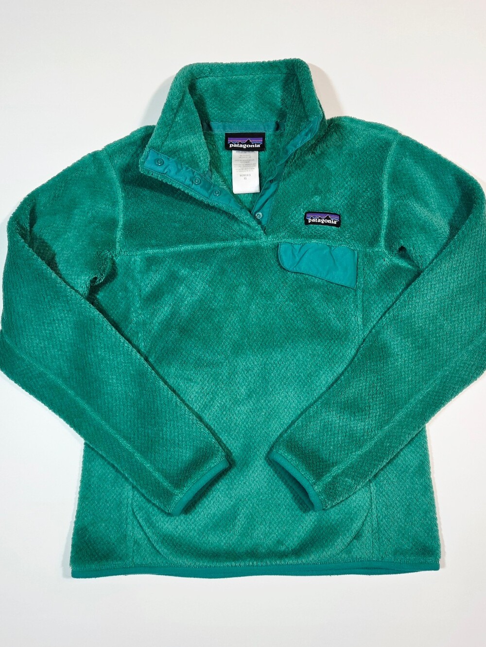 PATAGONIA Women's Re-Tool Snap-T Pullover Size XS Kelly Green High Pile Fleece